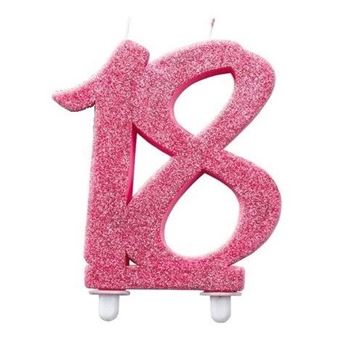 Imagen de Vela 18 Cumpleaños Rosa Glitter (12cm)