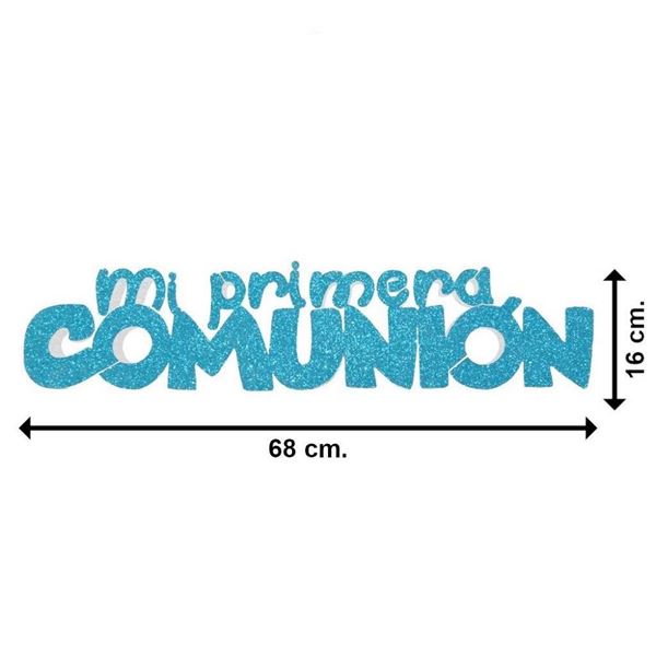 Imagens de Rótulo Purpurina Corcho Comunión Azul 68cm