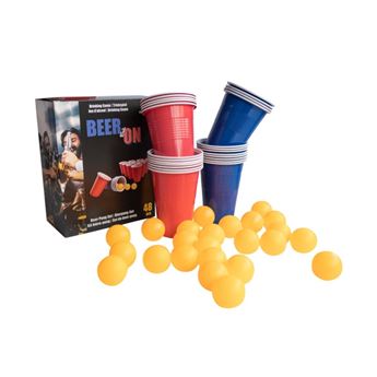Imagen de Set de juego de Beer Pong con 24 vasos de plástico y pelotas de ping-pong