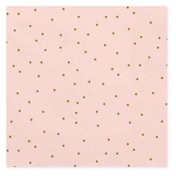 Picture of Servilleta Rosa Puntos Dorados papel 33cm (20 unidades)