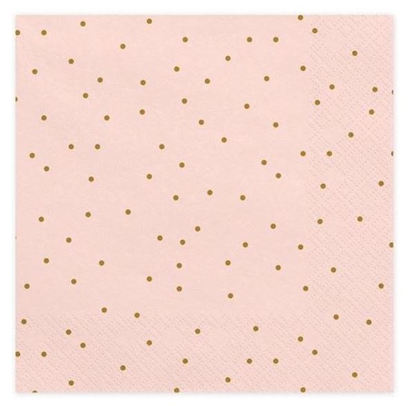 Imagen de Servilletas Rosas Puntos Dorados papel 33cm (20 unidades)