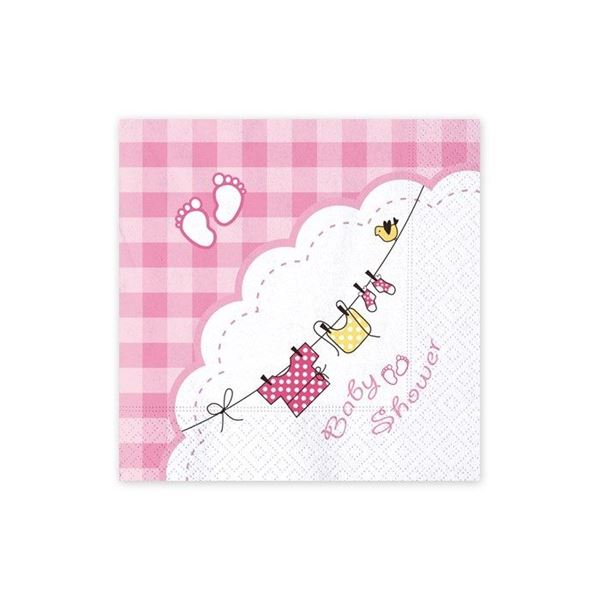 Imagen de Servilletas Baby Shower Niña Rosa 25cm (20 uds)