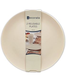 Imagen de Platos Crema Plástico Duro Reutilizables 25cm (2 uds.)