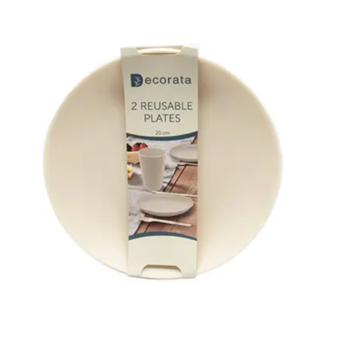 Imagen de Platos Crema Plástico Duro Reutilizables 20cm (2 uds.)