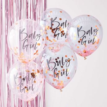 Imagens de Globos Látex Baby Girl Baby Shower (5 uds)