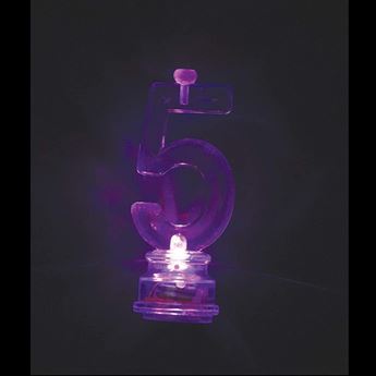 Imagen de Vela con Luz Número 5 Multicolor Intermitente