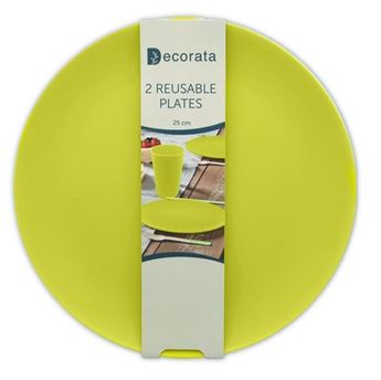 Imagen de Platos Verde Lima Plástico Duro Reutilizables 25cm (2 uds.)