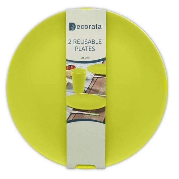 Imagen de Platos Verde Lima Plástico Duro Reutilizables 25cm (2 uds.)