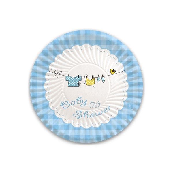 Picture of Platos Baby Shower Niño Azul cartón 18cm (10 uds)