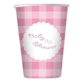 Imagen de Vasos Baby Shower Niña Rosa cartón (10 uds)