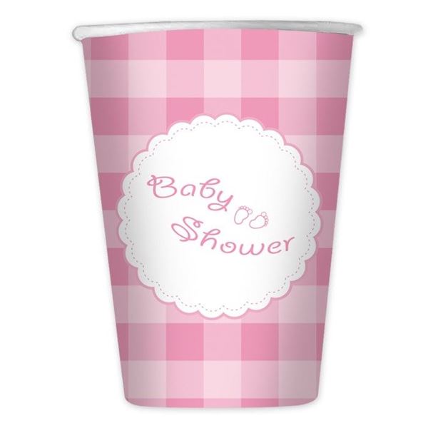 Imagens de Vasos Baby Shower Niña Rosa cartón (10 uds)