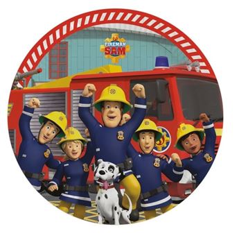 Imagen de Platos de Sam El Bombero Cumpleaños cartón 23cm (8 unidades)