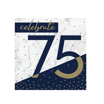 Imagen de Servilletas 75 Años Azul y Dorado (16 uds)