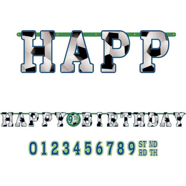 Imagen de Guirnalda Happy Birthday Fútbol Personalizable  (3,2m)