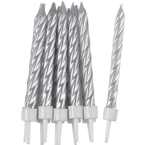 Imagen de Velas Espirales Plateadas (10 uds)