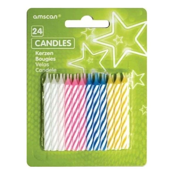 Imagen de Velas Espirales Rayas Colores (24 uds)