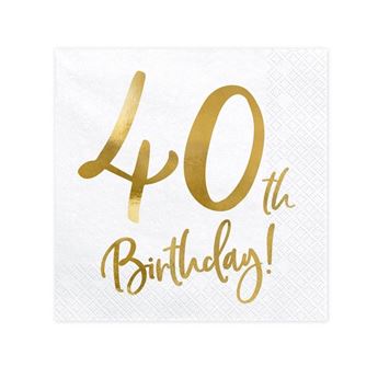 Imagen de Servilletas 40 Cumpleaños Dorados (20 uds)
