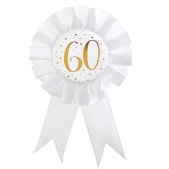 Imagen de Chapa Escarapela 60 Años Blanca Dorada