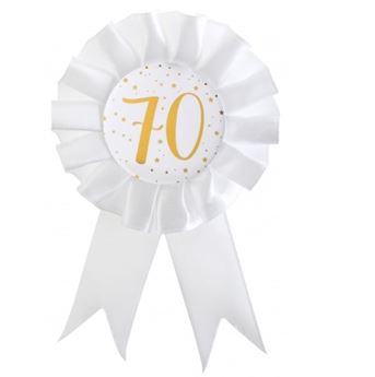 Imagen de Chapa Escarapela 70 Años Blanca Dorada