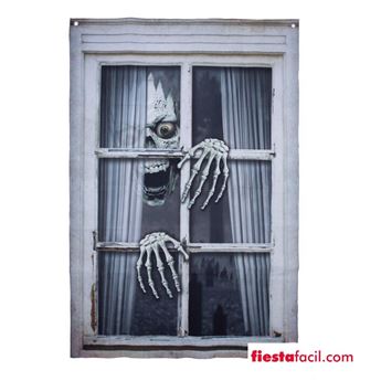 Imagen de Decorado Ventana Esqueleto Tela (120cm x 80cm)