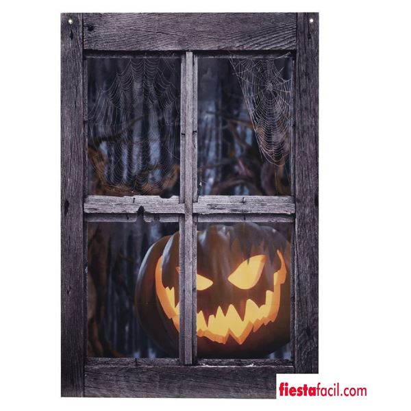 Imagen de Decorado Ventana Calabaza Halloween Tela (120cm x 80cm)