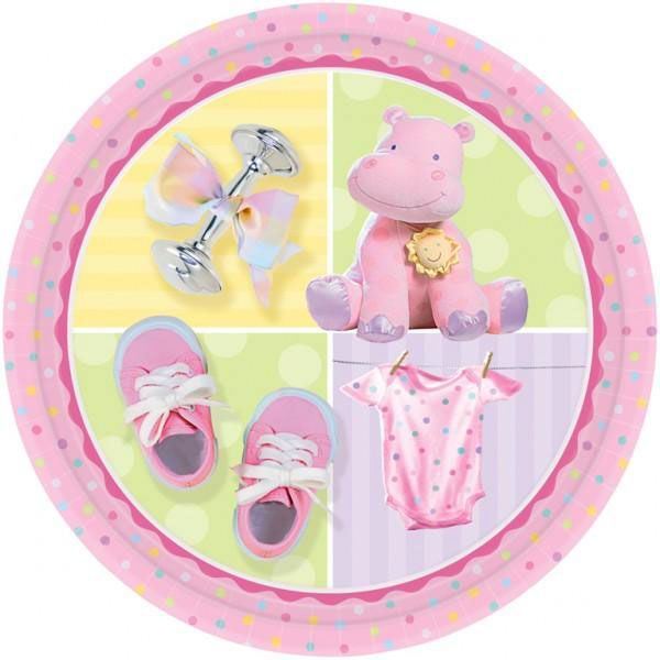 Imagen de Platos Niña Rosa cartón 23cm (8 uds.)
