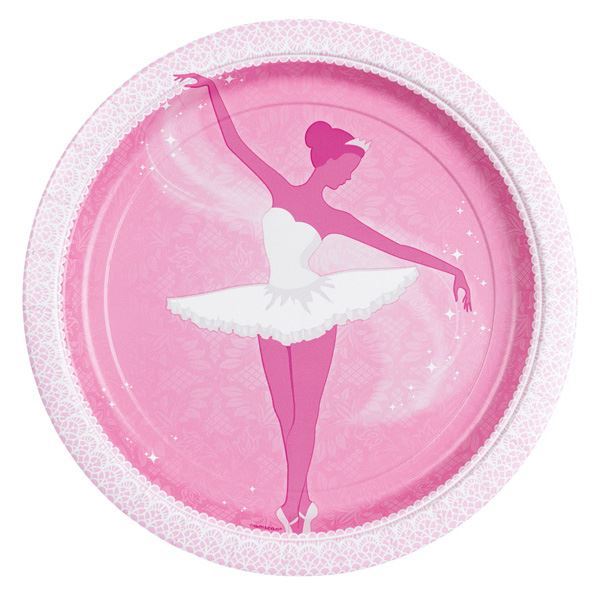 Picture of Platos Bailarinas Rosa cartón 23cm (8 uds.)
