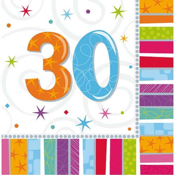 Imagen de Servilletas 30 Años Radiante papel 33cm (16 unidades)