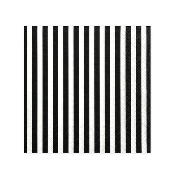 Imagen de Servilletas Rayas Negras 33cm (20 uds.)