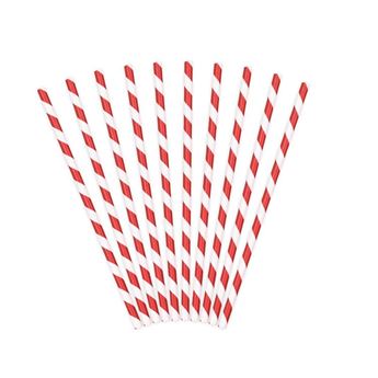 Imagen de Pajitas con Rayas Rojas papel (10 uds.)