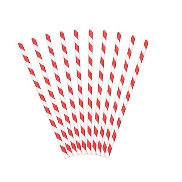 Imagen de Pajitas con Rayas Rojas papel (10 unidades)