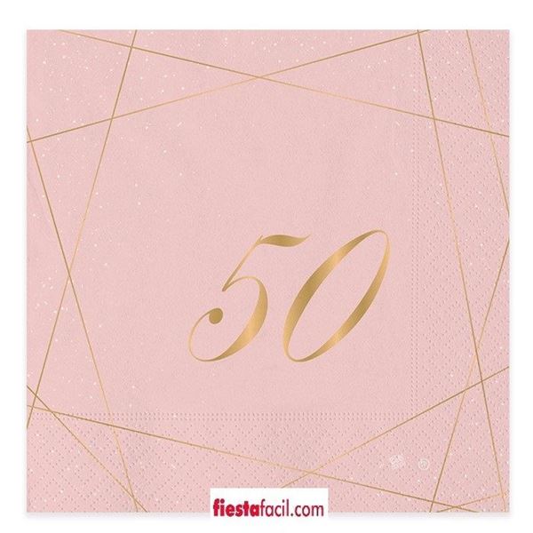 Picture of Servilletas 50 Cumpleaños Rosa (20 uds.)