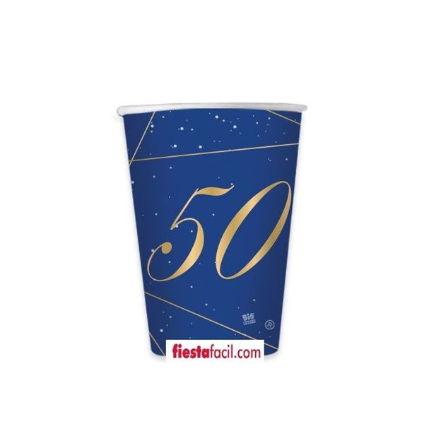 Imagens de Vasos 50 Cumpleaños Azul cartón (8 uds.)