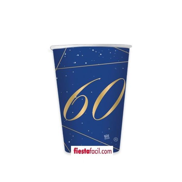 Imagens de Vasos 60 Cumpleaños Azul cartón (8 uds.)