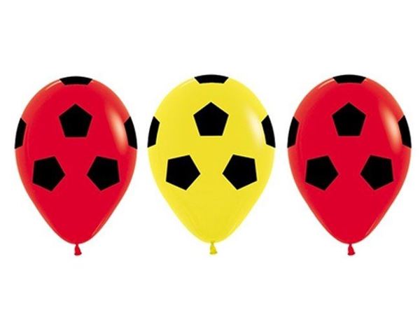Imagens de Globos Fútbol Balón Amarillo y Rojo Látex (12 unidades)