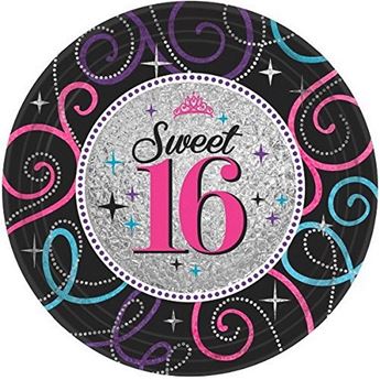Imagen de Platos Dulce 16 Años cartón 23cm (8 unidades)