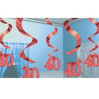Imagen de Decorados Espirales Rojos 40 Años (5 uds.)