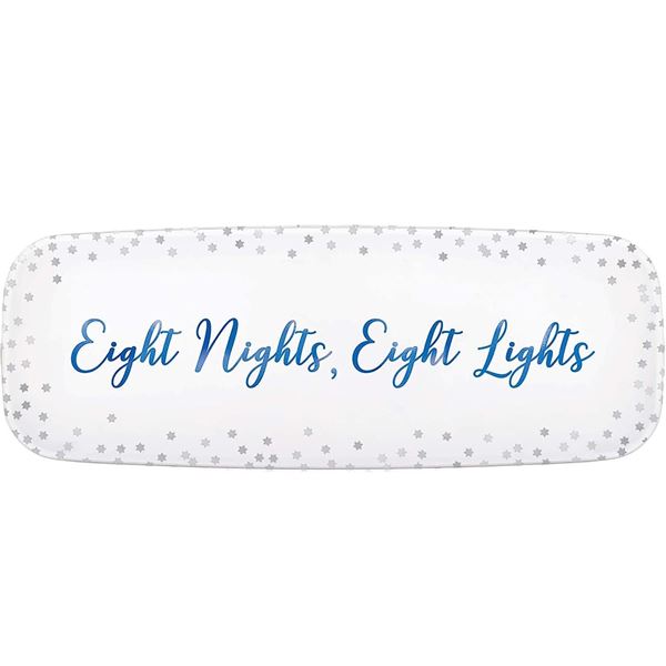 Imagen de Bandeja Hanukkah Rectangular Plástico Duro Reutilizable (44cm)