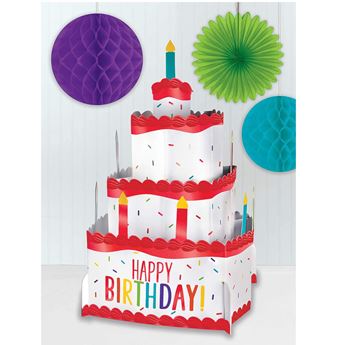 Picture of Centro de Mesa Tarta Cumpleaños Multicolor cartón (25,4cm)