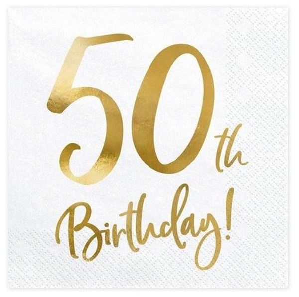 Imagen de Servilletas 50 Cumpleaños Dorados 33cm (20)