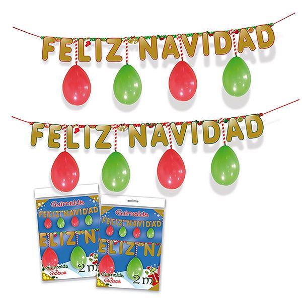 Imagen de Guirnalda Feliz Navidad cartón con Globos (2m)