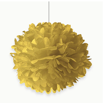Imagen de Pompón Dorado papel redondo 40cm (1uds.)