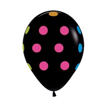 Imagen de Globos Negros Lunares Neón Látex (12 unidades)