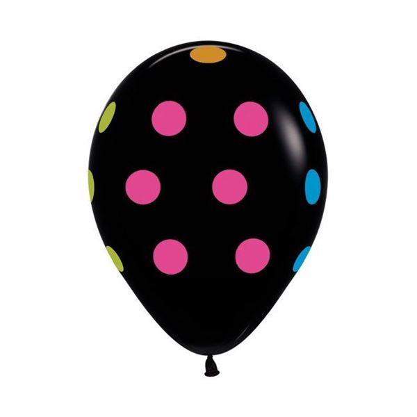 Picture of Globos Negros Lunares Neón Látex (12 unidades)