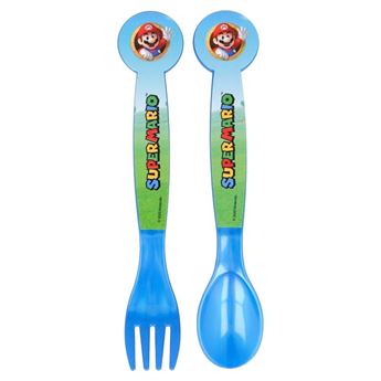 Imagen de Cubiertos Super Mario Bros Plástico Duro Reutilizable