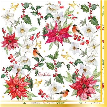 Imagen de Servilletas Navidad Flores Elegantes 33cm (16 uds.)