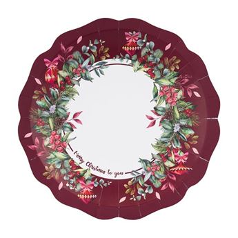 Imagen de Platos Cerezas Navidad cartón 27cm (8 uds)