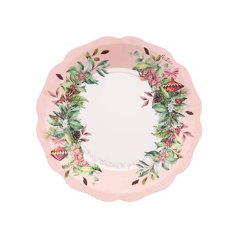 Imagen de Platos Cerezas Navidad cartón 21cm (8 uds)