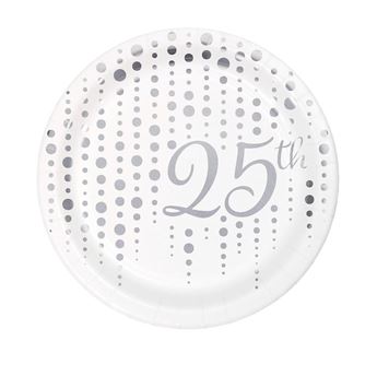 Imagen de Platos 25 Aniversario Sparkle cartón 18cm (8 unidades)