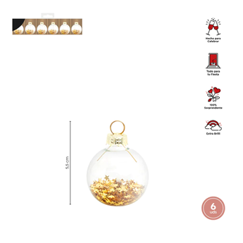 Imagens de Marcasitios Bola Navidad Estrellas (6 uds.)